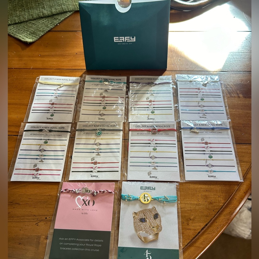 NWT in Original 10 Beautiful Bundle of EFFY Royal Caribbean Ropes Bracelets.